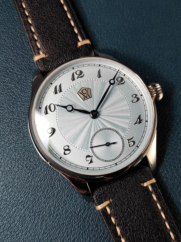 Men's manual mechanical watch with guilloché three-dimensional silver nail baked blue hand ST3621 business waterproof watch