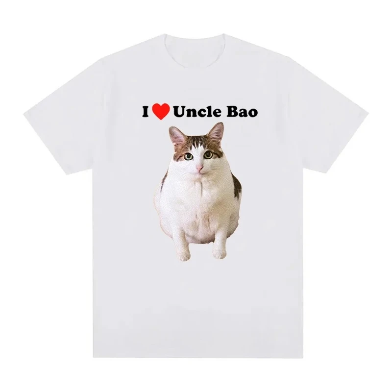 I Love Uncle Bao Cat-Print Top for Women Summer Casual Stylish Playful Streetwear Top Crew Neck Short Sleeve Cute Minimalist Tee