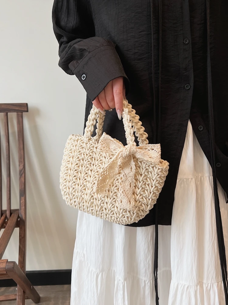 

Тканая пляжная сумка, женская ручная корзина, повседневная сумка в стиле кантри, модная сумка в этническом стиле с мягкой ручкой, весна 2021, молодежная повседневная сумка