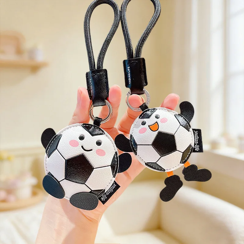 New Cartoon Soccer Ball Keychain PU Leather Football Figure Keyring Strap Backpack Purse Decor Bag Charms Gift For Sports Fan