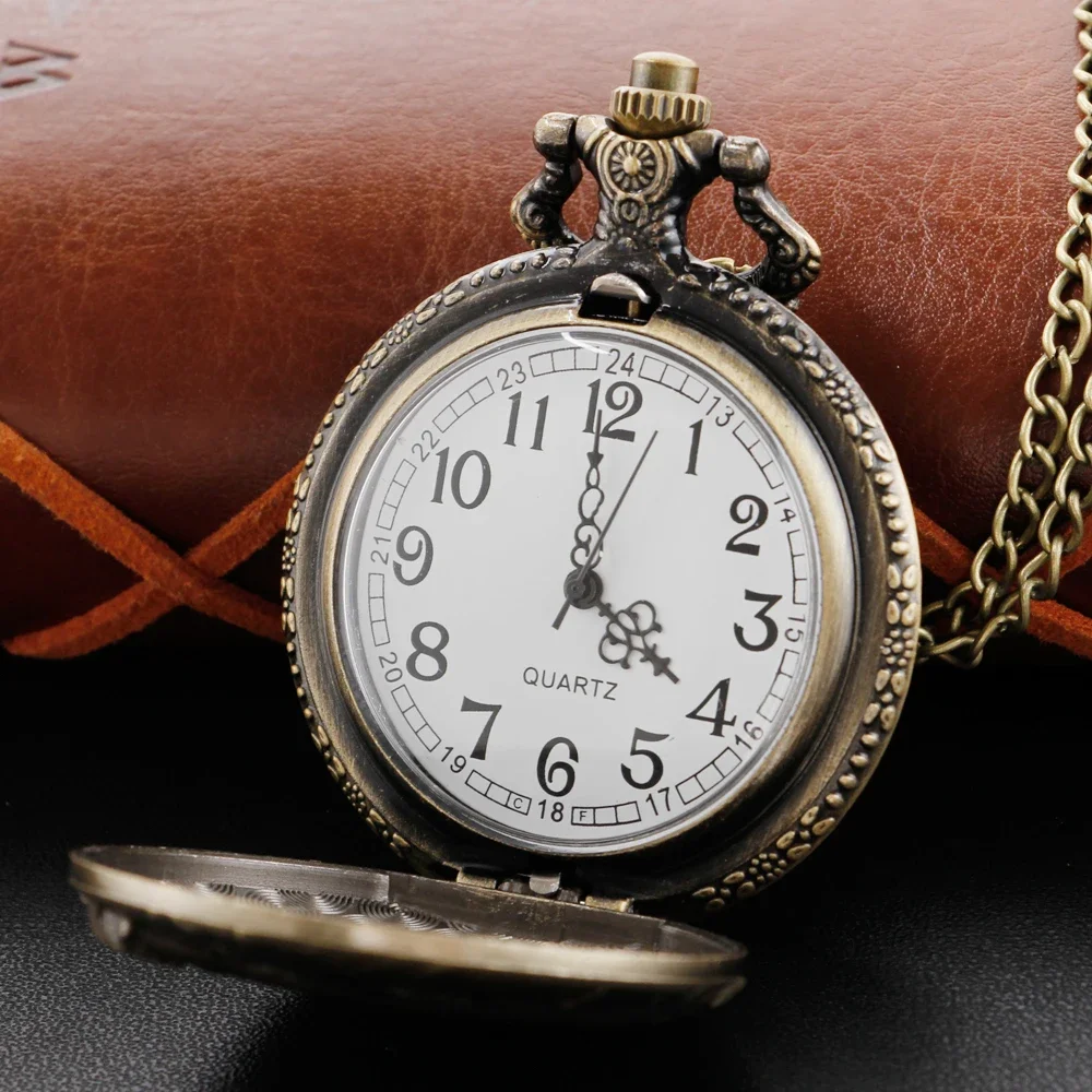 Classic Dinosaur World Tyrannosaurus Time Gemstone Quartz Pocket Watch Necklace Pendant Men's and Women's Clock Gift