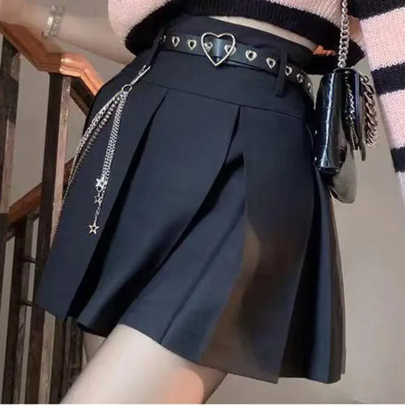 short dress Top Striped Knit Set Women's Spring Autumn Spicy Girls High Waist Pleated Skirt Two Piece Set Y2K skirt sets