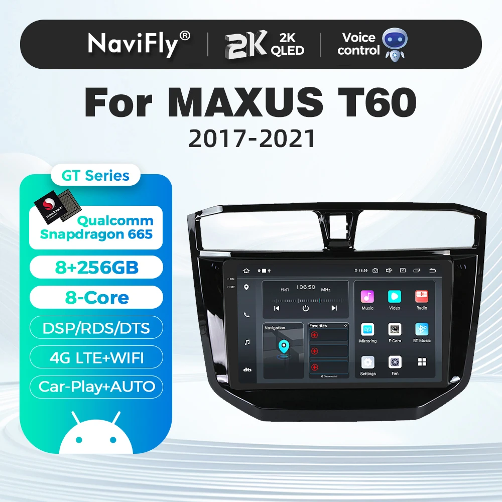 2K QLED Android 14 Car Radio For MAXUS T60 T70 Pickup 2017 - 2021 Multimedia Video Player Autoradio Carplay GPS Navigaiton 2 DIN