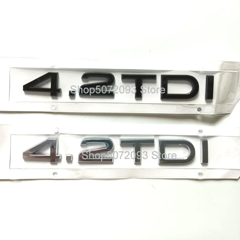 Car 3D ABS 4.2TDI 4.2 TDI Trunk Letters Logo Displacement Badge Emblem Decals Sticker For A1 A3 A4 A5 A6 A7 A8 Q2 Q3 Q5 Q7