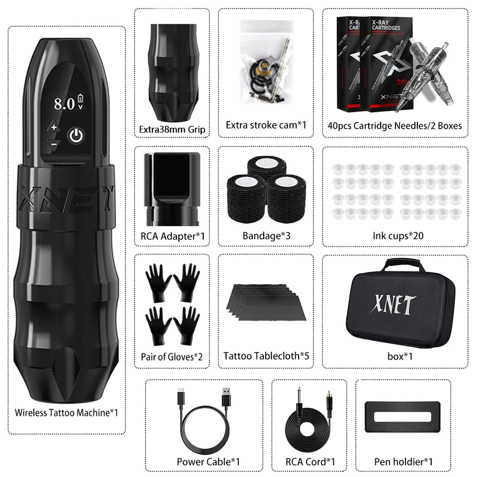 Xnet ワイヤレスタトゥーマシン 2400mAh 40本セット
