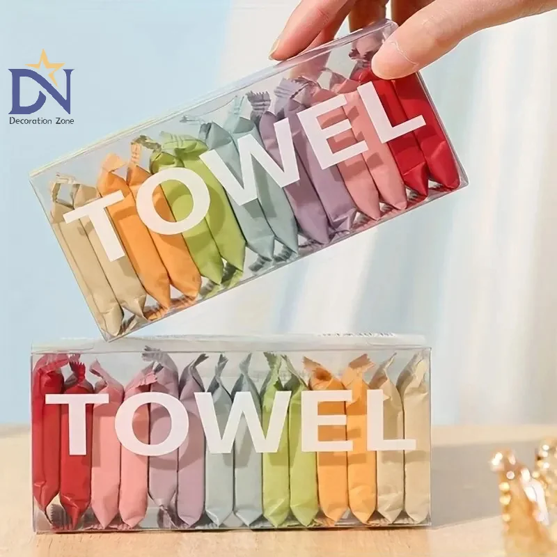 7/14pcs Disposable Washcloth Portable Travel Towel Thickened Compressed Face Cleansing Beauty Square Towel