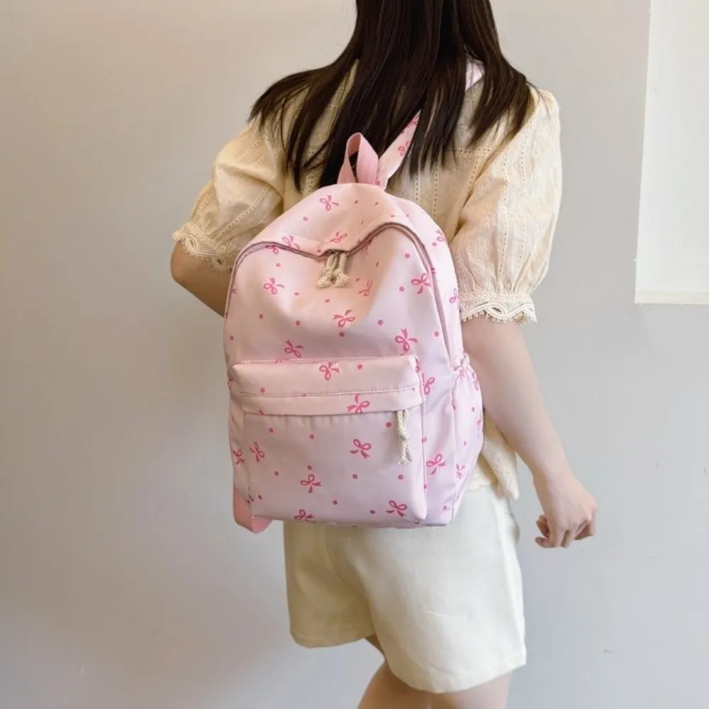 Daypack Three-piece School Bag Set Large Capacity Handbag Nylon Bow Backpack Fixed Webbing Durable Students School Bag Sports