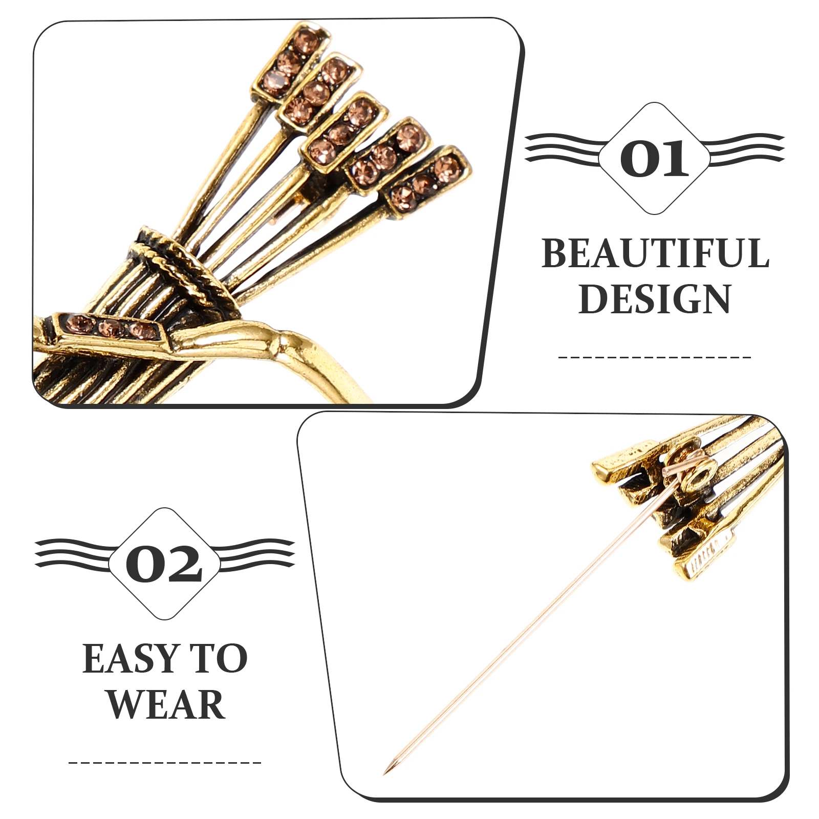 

2pcs Elegant Lapel Pin Brooch Vintage Style Clothing Ornament Delicate Suit Collar Decorative Accessories Party Wedding Gift