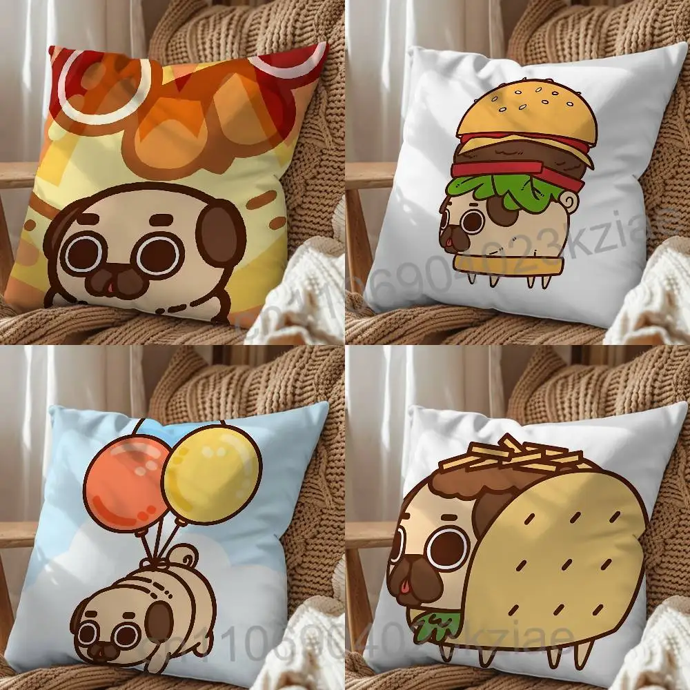 Light beige short hair Puglie day gift Pillow Case Living Room Sofa Cushion Cover Suitable For Home Bedroom custom Decoration