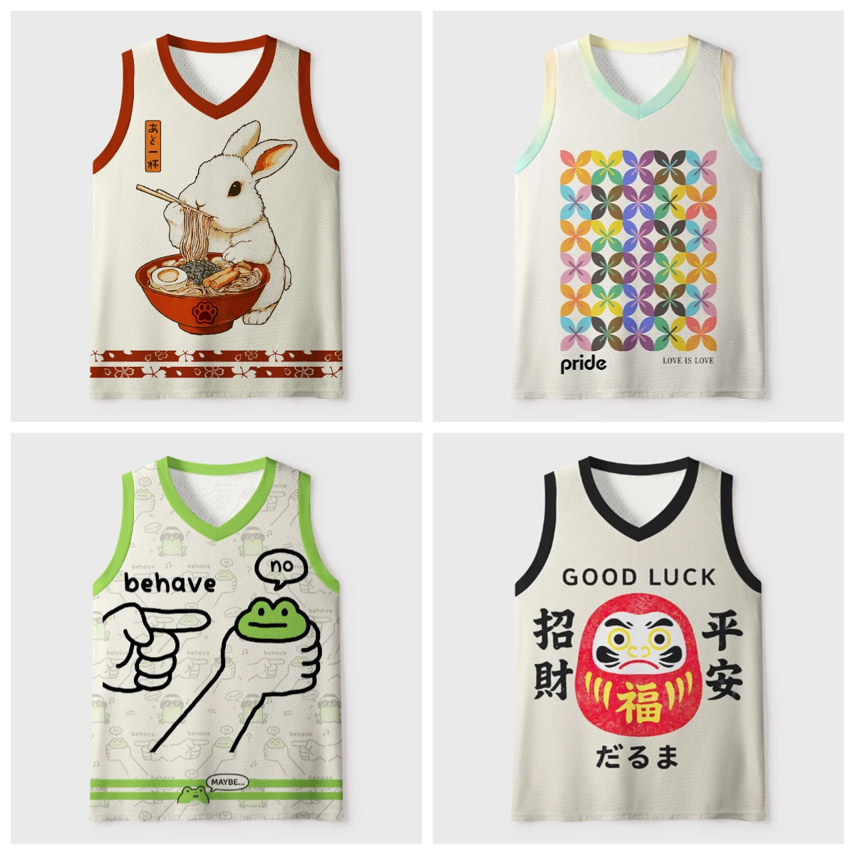 2026 new V-neck mesh basketball sports vest, Japanese ukiyo-e animal print sleeveless fitness muscle breathable sports jersey