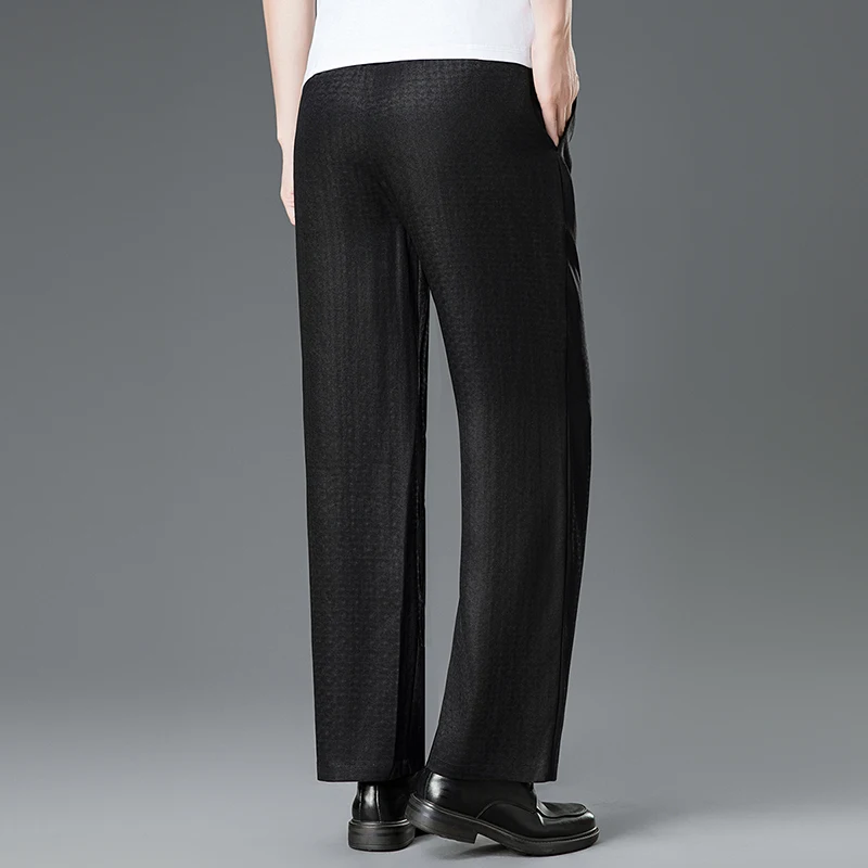 Yunsha Silk 100% Luxurious Pants For Man Zipper Fly Lightweight Summer Quality Coolness Straight Chinese Style Pantalones Hombre