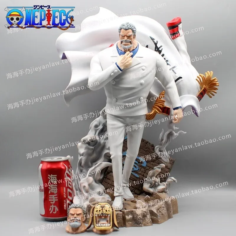 45cm Anime Figure One Piece Monkey D Garp Vice Admiral Changeable Heads Gk Pvc Figurine Statue Doll Gift Collectible Model