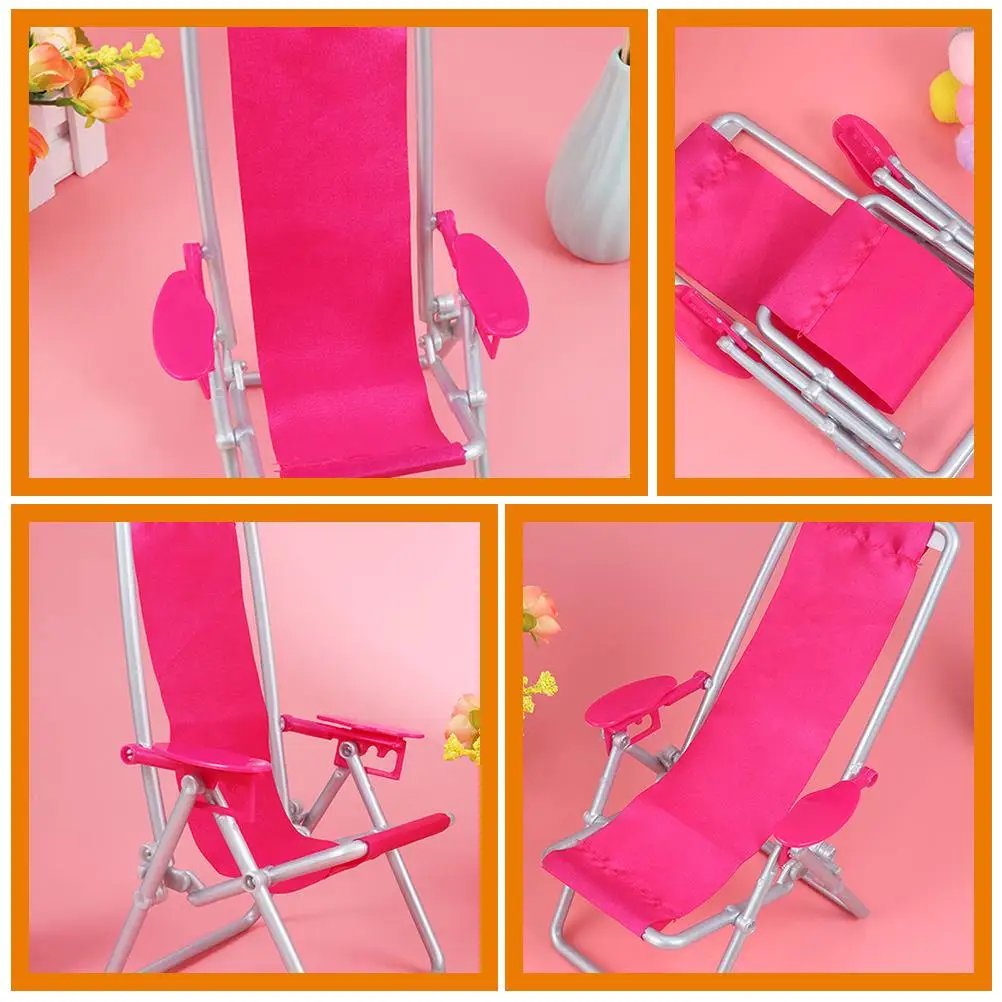 3 Pcs Foldable Chairs Mini Leisure Tiny Furniture Compact Beach Fairy Dollhouse Rosy