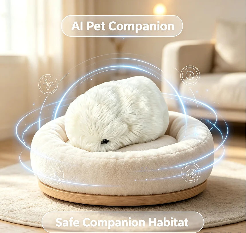 Interactive AI Robotic Plush Pet,  Emotional Simulation Companion with Touch Activated Mood Response for Stress Relief