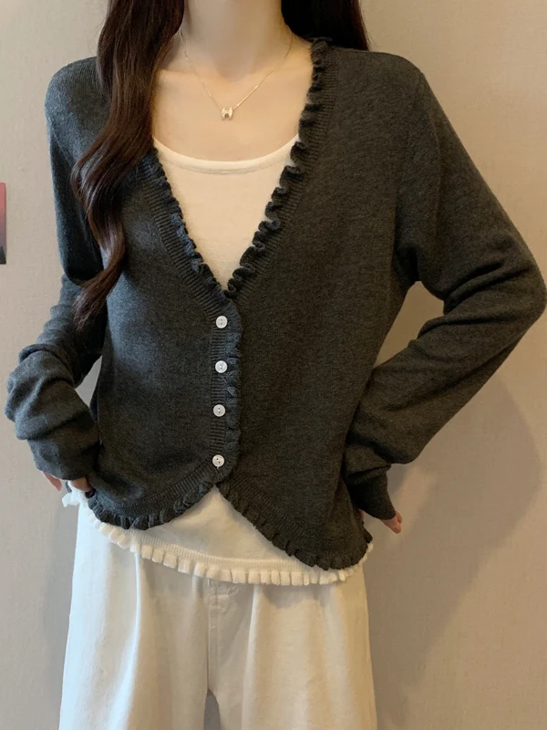 

Женский вязаный свитер Ele Simple Color Block: модный, универсальный, премиум-класса, осенне-зимний, с эффектом древесной текстуры