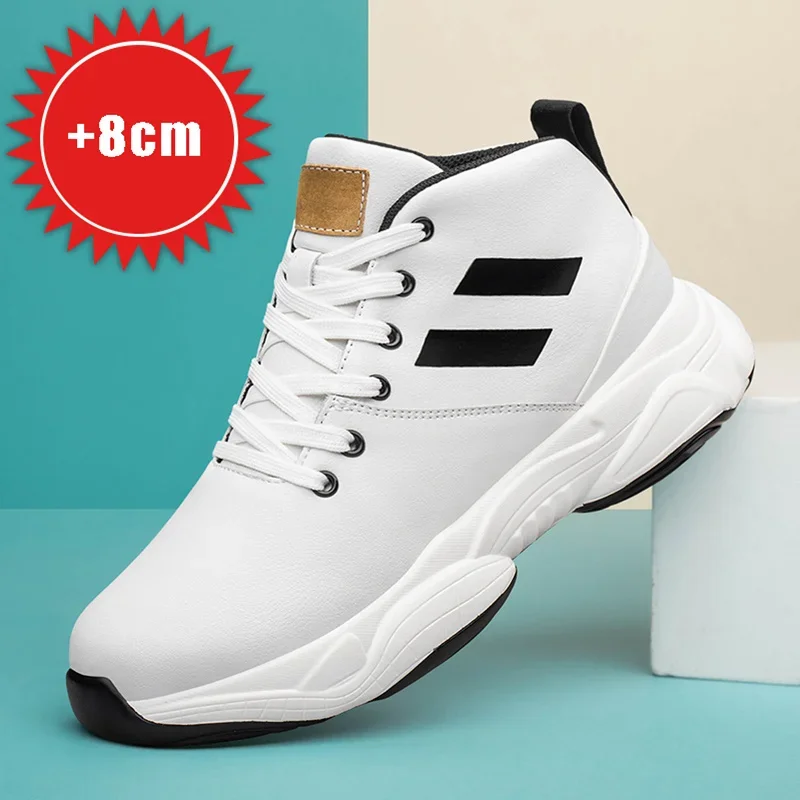 

Men's Autumn Genuine Leather New Men Elevator Shoes Height Increasing Sneakers Insoles 8CM Hidden Heels Inner Heightening Sports