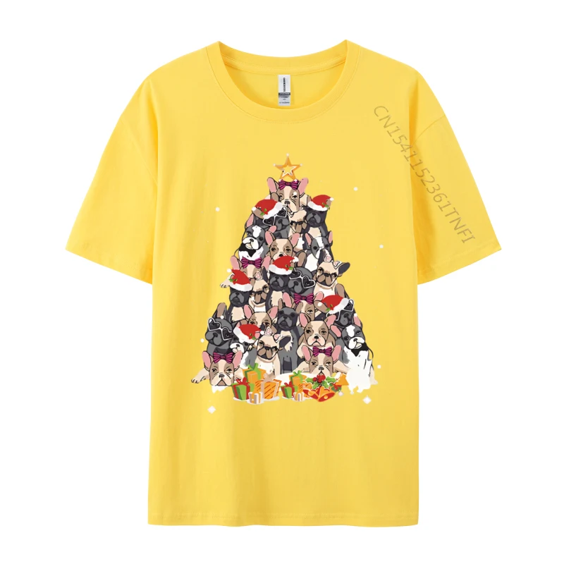 High Street Youthful Tops T Shirt Wholesale Cotton Funny Pitbull Christmas Tree Star Dog T-shirt Clothing