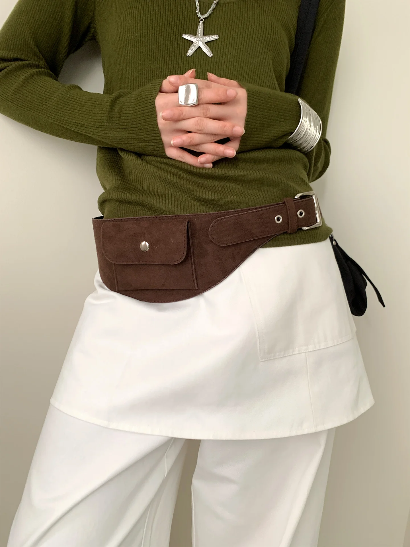 Vintage High-End Suede Waist Belt Women's Niche Design Waist Accessory For Skirts And Jeans