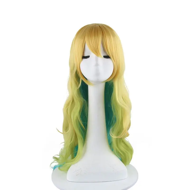 Miss Kobayashi's Dragon Maid Lucoa Cosplay Wig Blue-Yellow Gradient Long Curly Anime Wig
