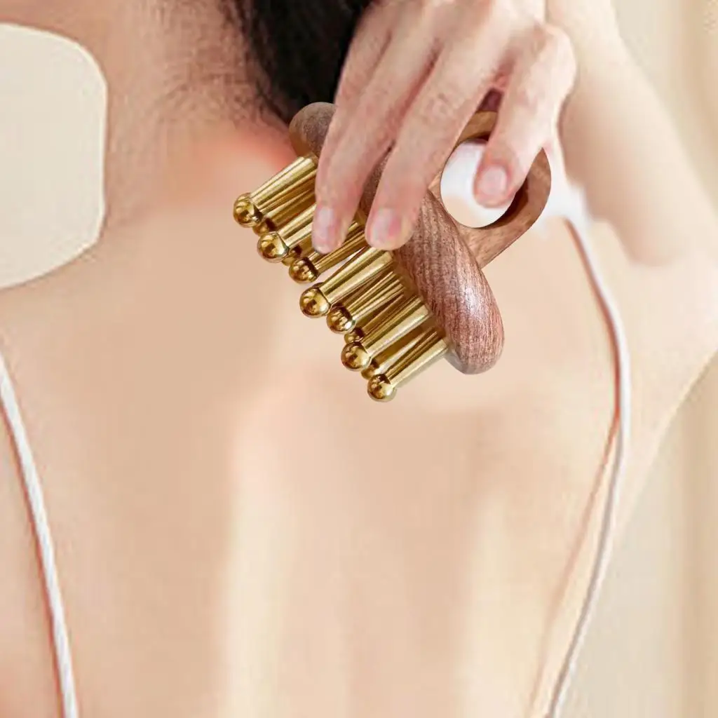 

Деревянная массажная щетка Деревянный массажный инструмент, многофункциональный, эргономичная ручка, скребковая щетка Гуаша Массаж тела для ног и шеи