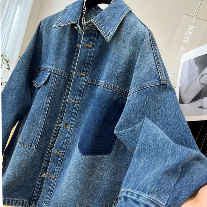 Casual Denim Shirt Coat Women\'s Spring Autumn 2025 Jacket New Loose Single-Breasted Jeans Outerwear Female Streetwear Denim Tops