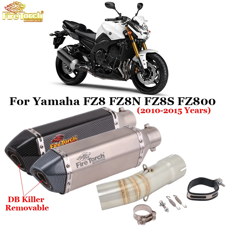 Slip On For Yamaha FZ8 Fazer FZ8N FZ8S FZ800 2010-2015 Motorcycle Exhaust Escape Middle Link Pipe With  Moto Muffler DB Killer