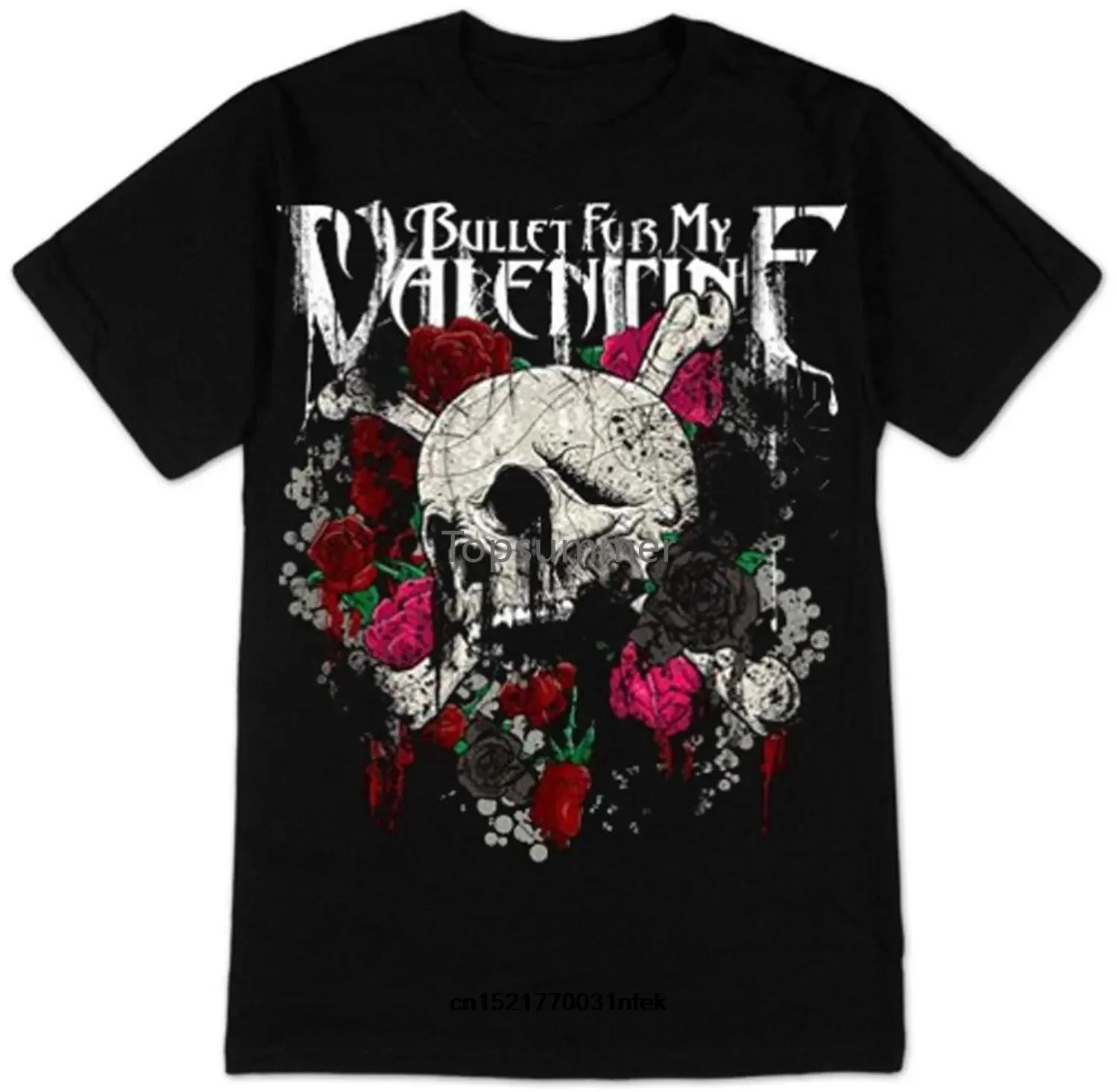 Men T Shirt Old Glory S Bullet For My Valentine - Skull Roses Funny T-Shirt Novelty Tshirt Women