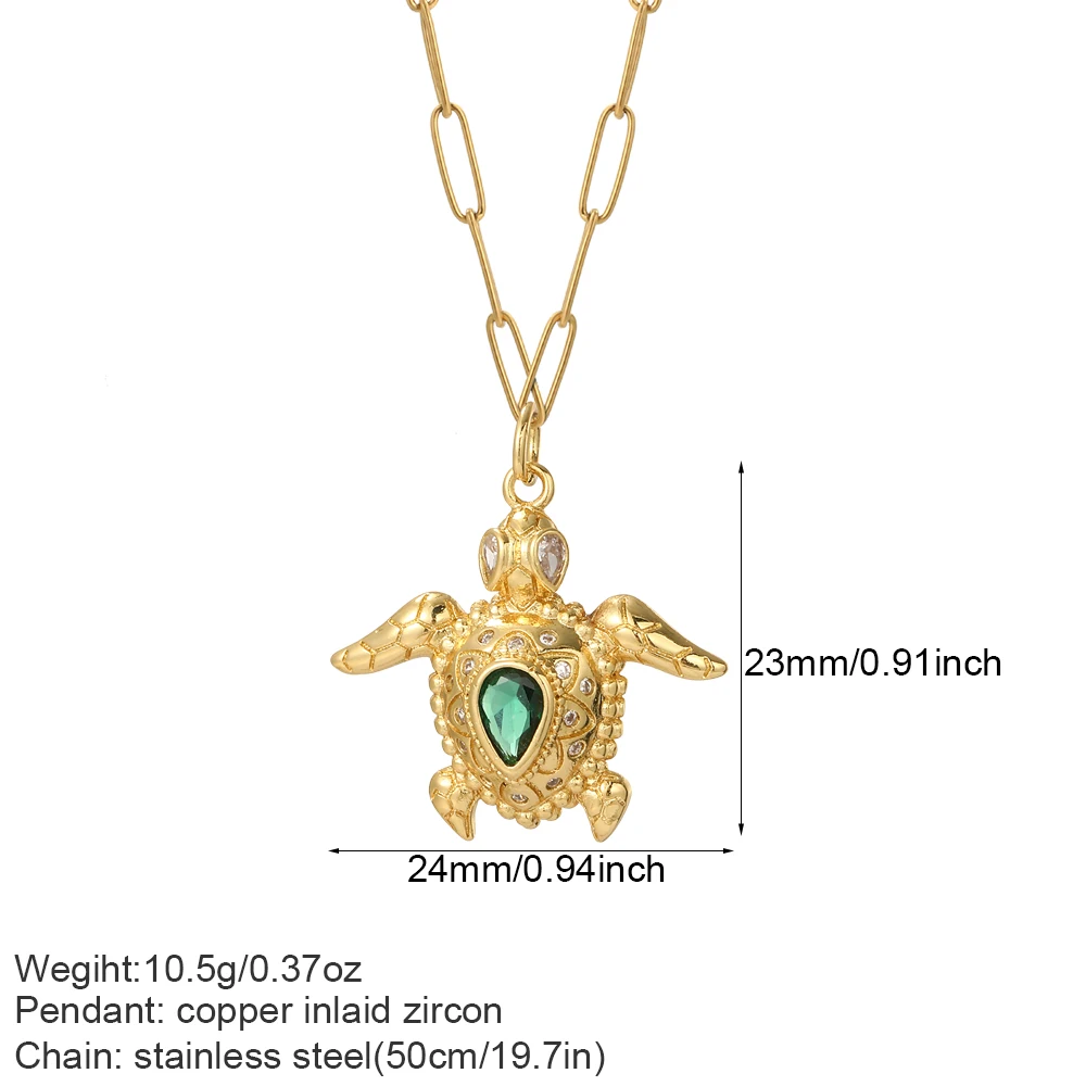 Cute Angel Heart Necklace for Women Turtles Elephant Gold Color Pendant Long Stainless Steel Chains Choker New in Collares