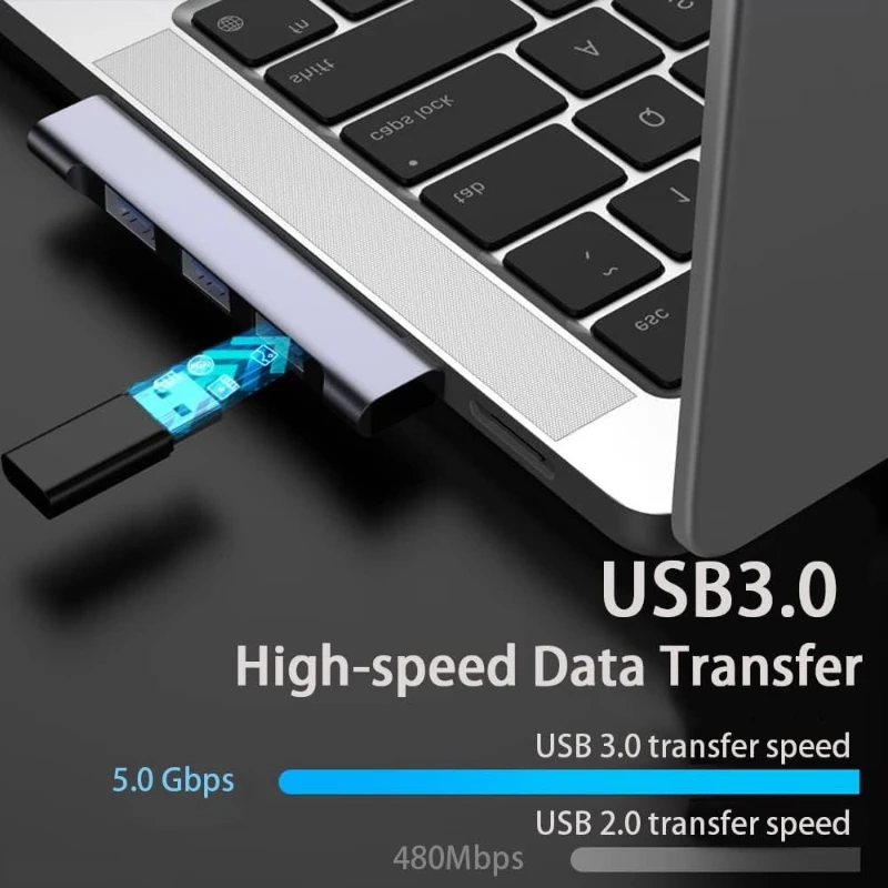 4-in-1 USB-C HUB Universal Compact Mini USB2.0/USB3.0 Dockingstation PD Hochgeschwindigkeits-USB-Hub für Computerzubehör