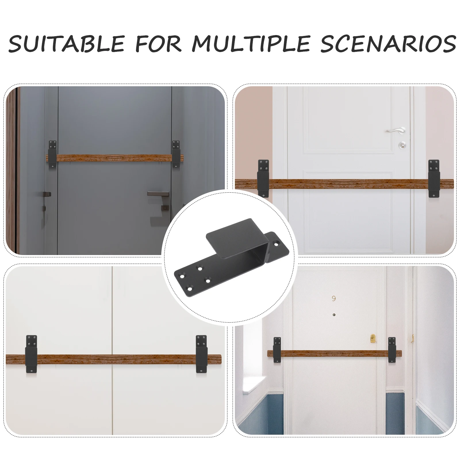 

2Pcs Heavy Duty Door Barricade Brackets Thickened U Bracket Secure Support for Garage Barn Door Hardware U Bracket
