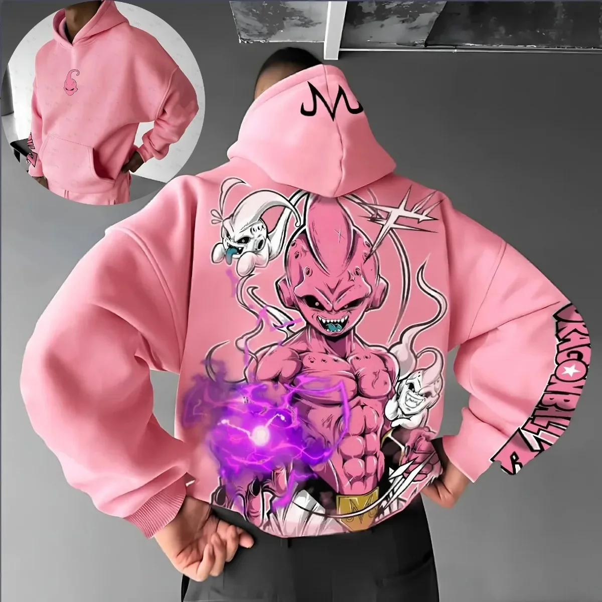 

Dragon Ball Majin Buu Trend Explosion Pink Villain Толстовка Мужская Черная Хлопок Повседневная Осень Зима Уличная Одежда Мода Аниме Косплей
