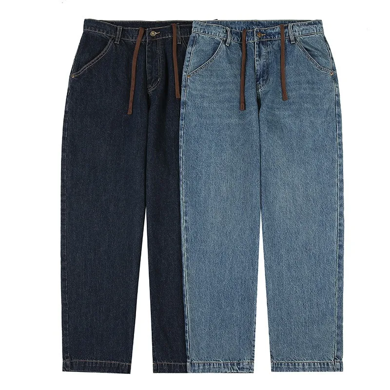 MAQVOB Top Quality EU US Size Summer Luxury Brand Trendy Jeans Fashion Retro Drawstring Athletic-Fit Casual Jean Pants