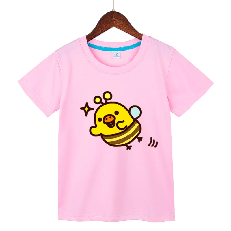 

Boy Girl Summer Short Sleeves T-Shirts Cartoon Kiiroitori Yellow Chick Cotton Children T shirts 3-12 Years Tops