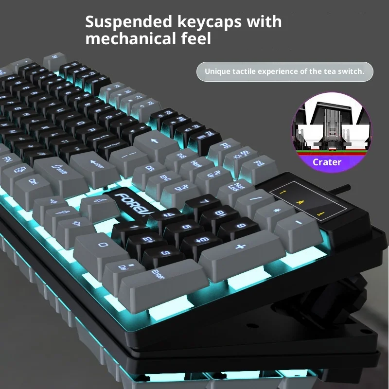 Highly Rated Choice Wired Gaming Keyboard Color Block Rgb Backlit Mechanical Feel E Sports Keyboard For Pc Desktop Laptop Gamers