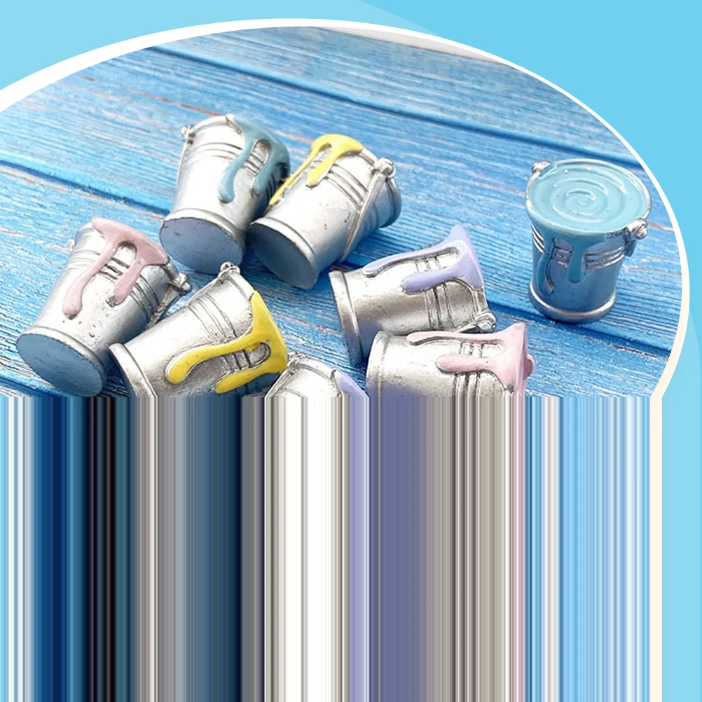 

6 шт. ведро с имитацией краски, миниатюрный декор из смолы, аксессуары для дома, реквизит для моделирования, хранение L, высказка, домашняя сцена