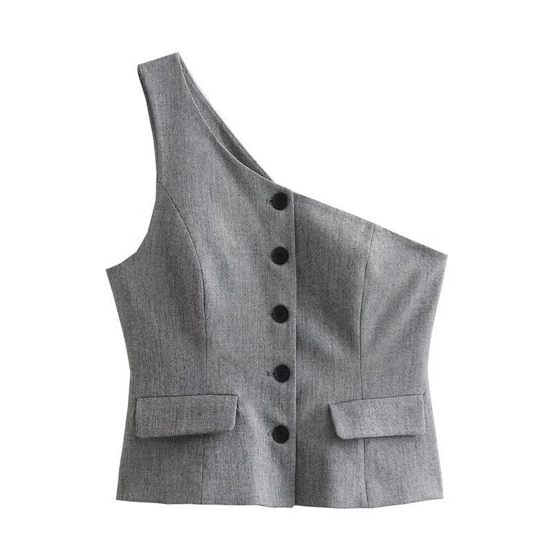 

2024Europe And America Wind New Casual Sleeveless Asymmetric Vest Men And Women Comfortable Unique Vest Single-Breasted Coat