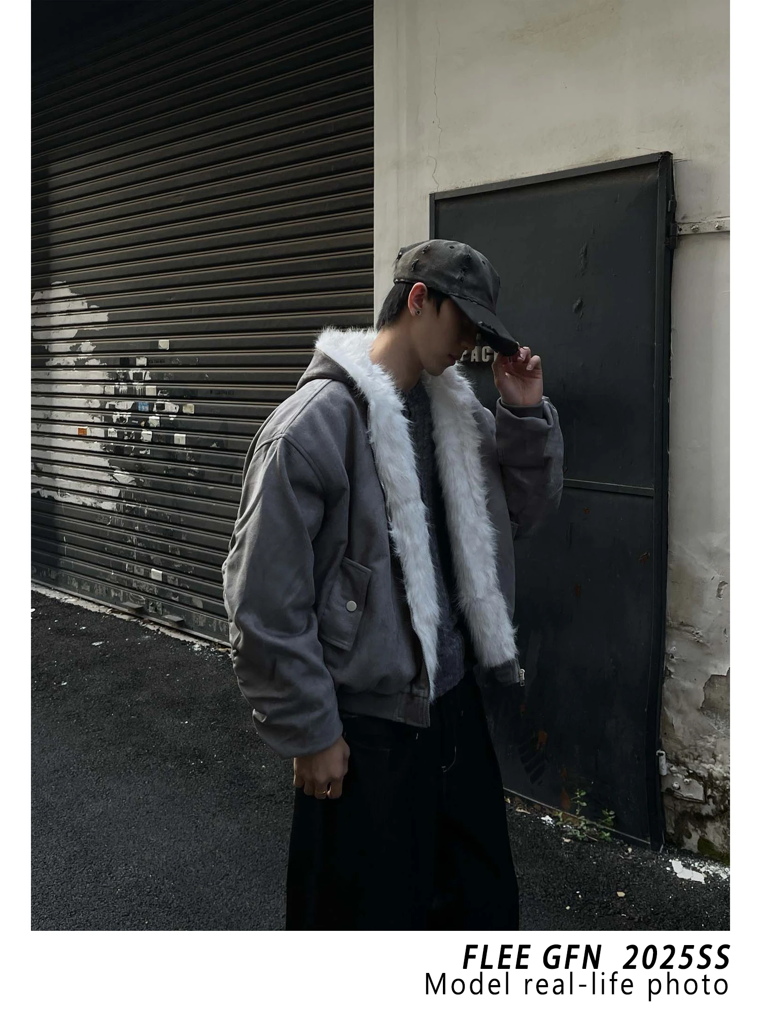 American Retro High Street Fashion Trend Jacket Winter Thickened Warm Zipper Loose Hooded Unisex Coat