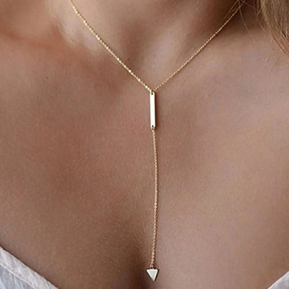 Necklace for Women Delicate Anti-rust Alloy Geometric Triangle Tassel Pendant Women Jewelry for Shopping Party Gifts