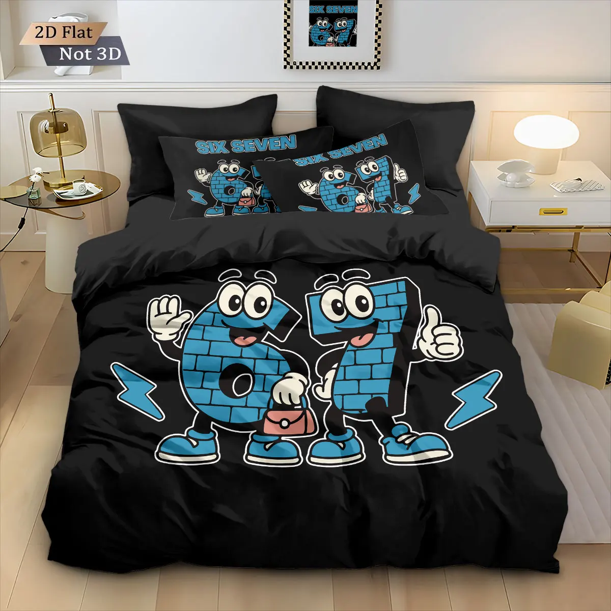 3pcs Funny 67 Element Printed Coreless Duvet Cover Set, Multi Size Bedroom Bedding Decoration, Comfortable And Machine Washable