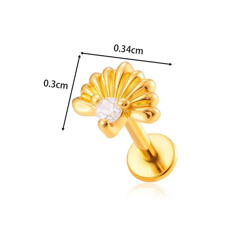 1PC 16g Astm F136 Titanium Internally CZ Labret Ear Helix Cartilage Flat Back Earrings G23 Body Piercing Jewelry