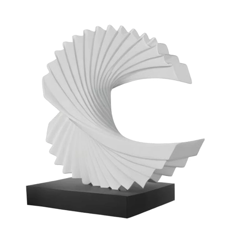 Wave Sculpture, Resin Home Decor Art, Modern Funky Wave Sea Ornament, Abstract Statues, White