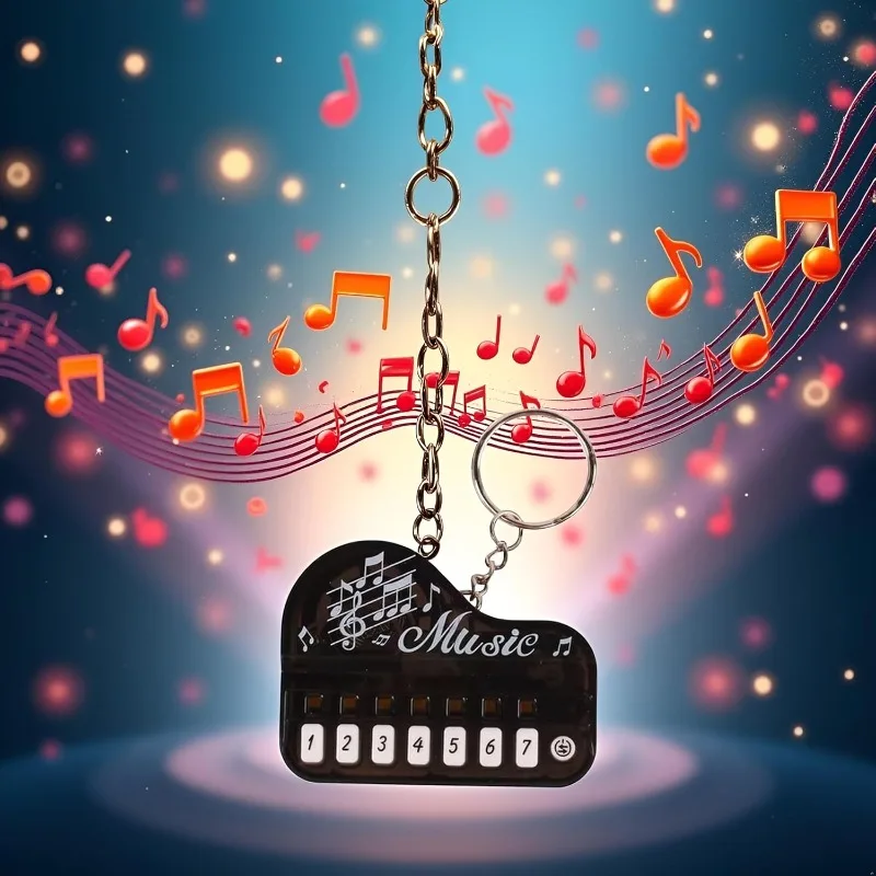 1 Pcs Creative Mini Electronic Piano Keychain Pendant Luminous Music Toy Small Gift