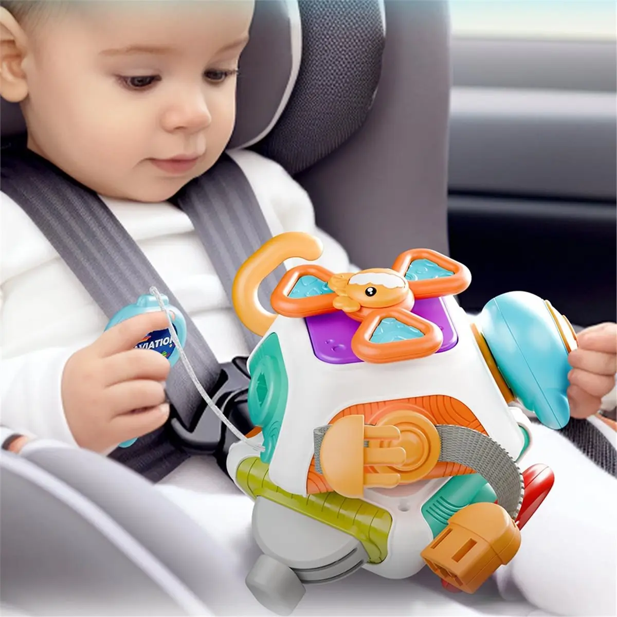 10 in 1 Infant Carseat Plane Travel Toy Educational Learning Fidget Toy for Toddlers 1-3 Years Old Boys Girls Gift