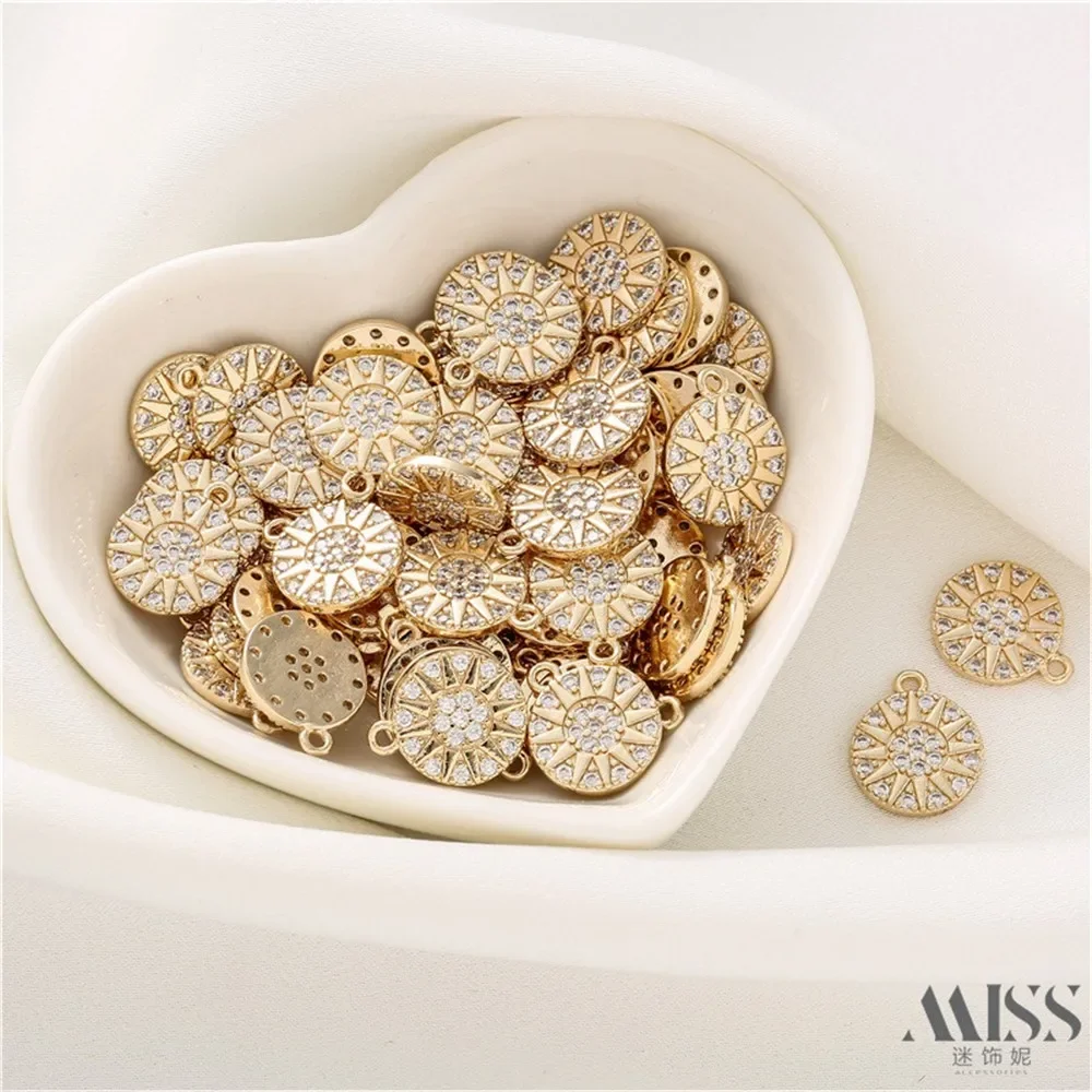 

14K Gold Bag Color-preserving Zircon Star Sparkling Pendant Round Brand DIY Handmade Bracelet Necklace Pendant Accessories