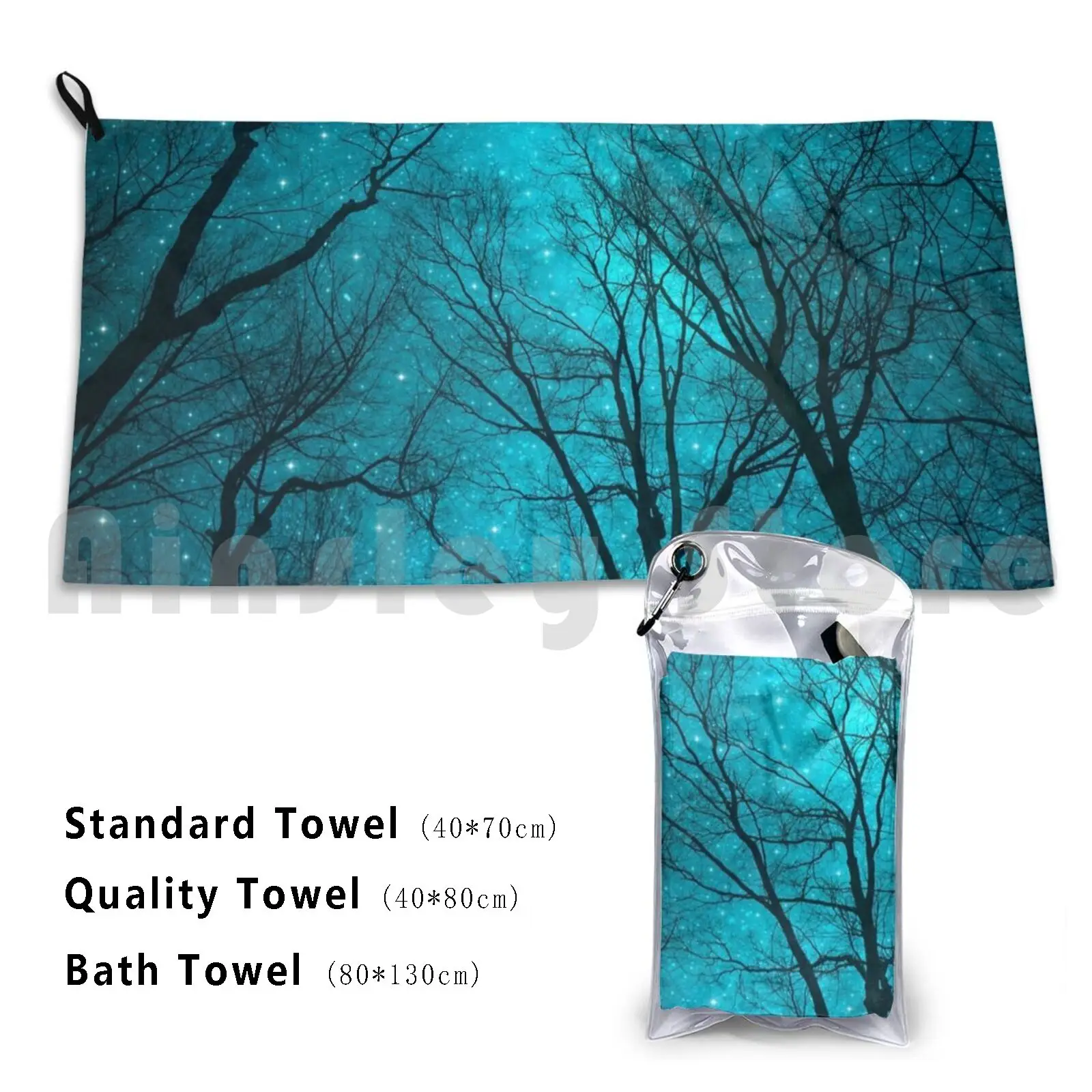 Stars Can't Shine Without Darkness Beach Towel Quick Dry Quality Towel Night Stars Nebula Sky Mint Teal Night Galaxy