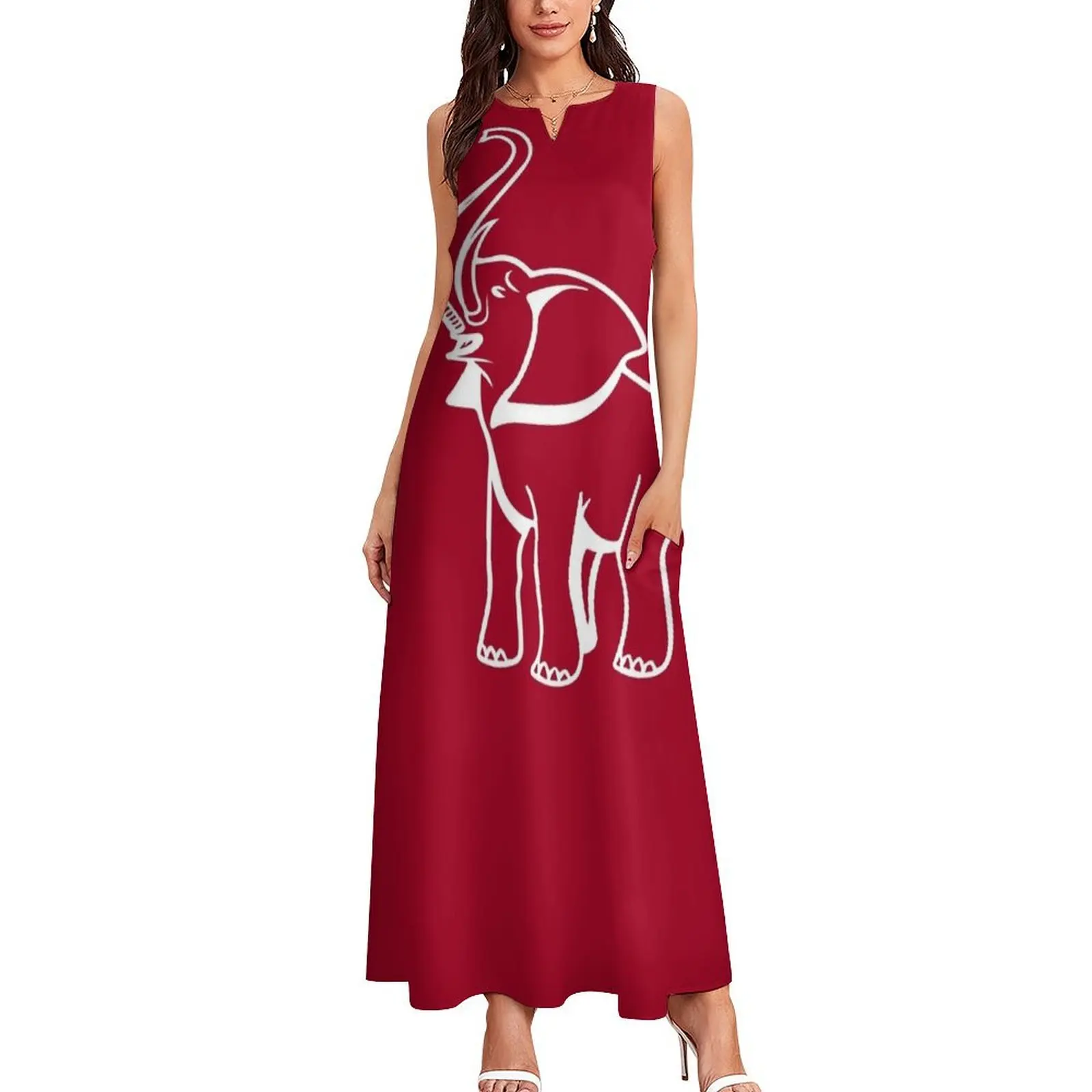 Delta Elephant Sigma Red Theta 2 Long Dress loose women