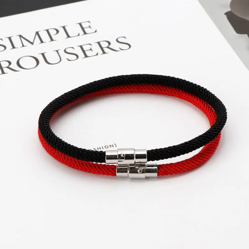 Lucky Red Black Braided String Bracelet Clasp Bracelet Gift for Unisex