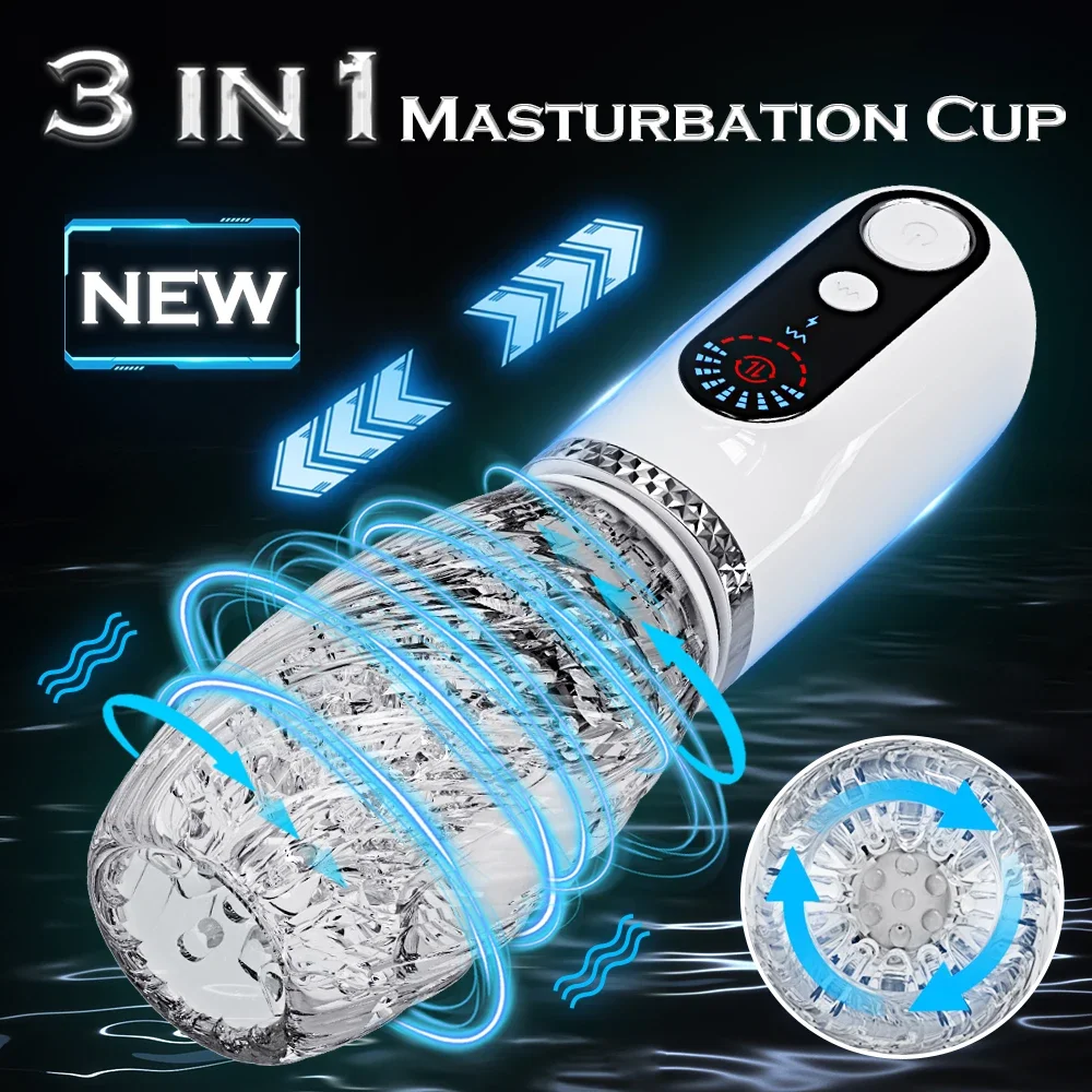 Automatic Rotating Vibrating Male Masturbator Cup Vibration Penis Pump Trainer Masturbation Cup Adult Sex Toys for Men Adults 18