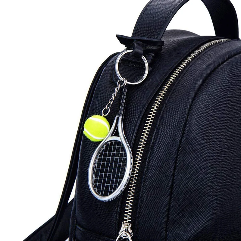 A23F-12 pçs raquete de tênis chaveiro elegante bola de tênis split anel chaveiro para amantes do esporte equipe