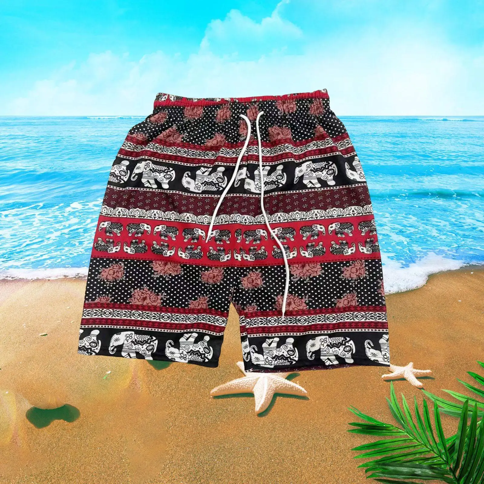 Geometric Elephant 3D Print Beach Shorts Men Oversized Surfing Beach Sports Board Pants Streetwear Swimsuits Trunks Man Clothing